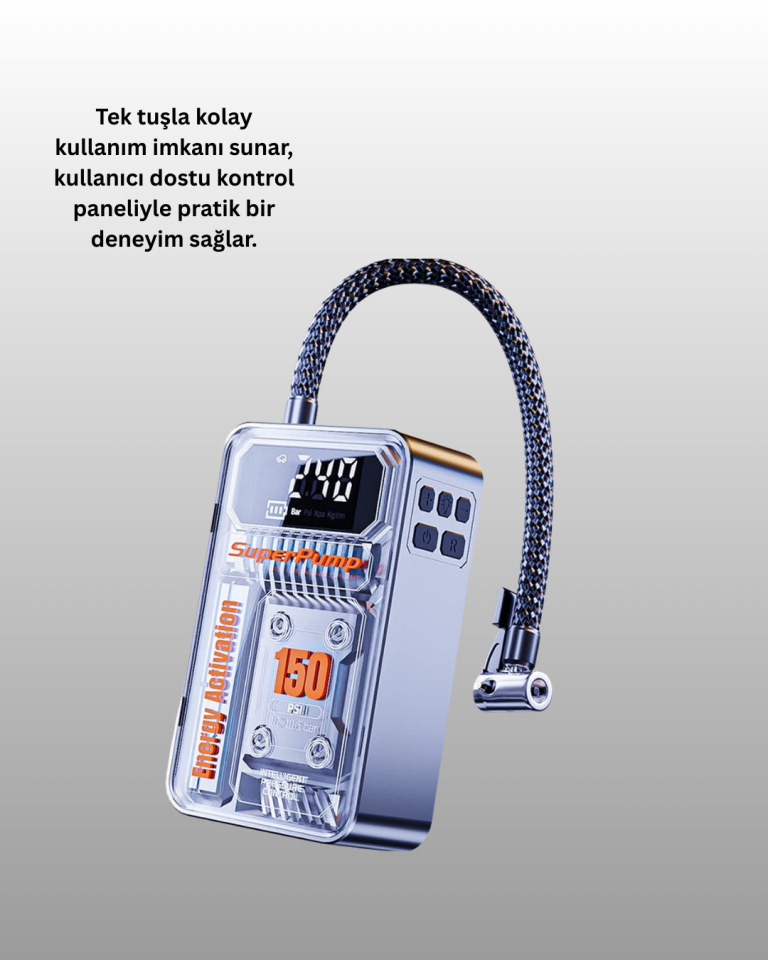 150 PSI Kablosuz Dijital Ekranlı Taşınabilir Araç Lastik Pompası - Lisinya
