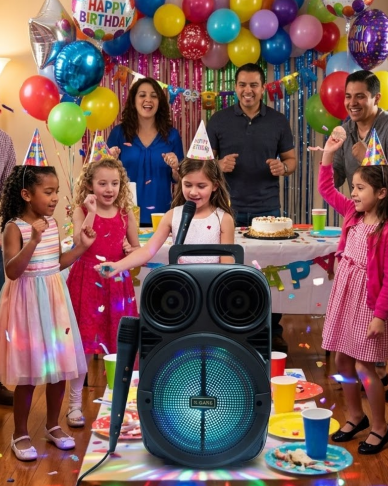 Kablosuz Karaoke Hoparlör Mikrofonlu RGB Işıklı Bluetooth Speaker USB TF Kart Destekli - Lisinya