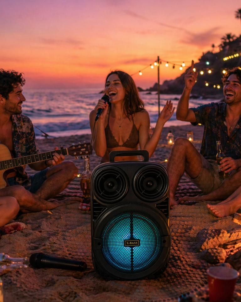 Taşınabilir Bluetooth Speaker Mikrofonlu Karaoke Hoparlör RGB Işıklı 6.5 İnç Güçlü Ses - Lisinya
