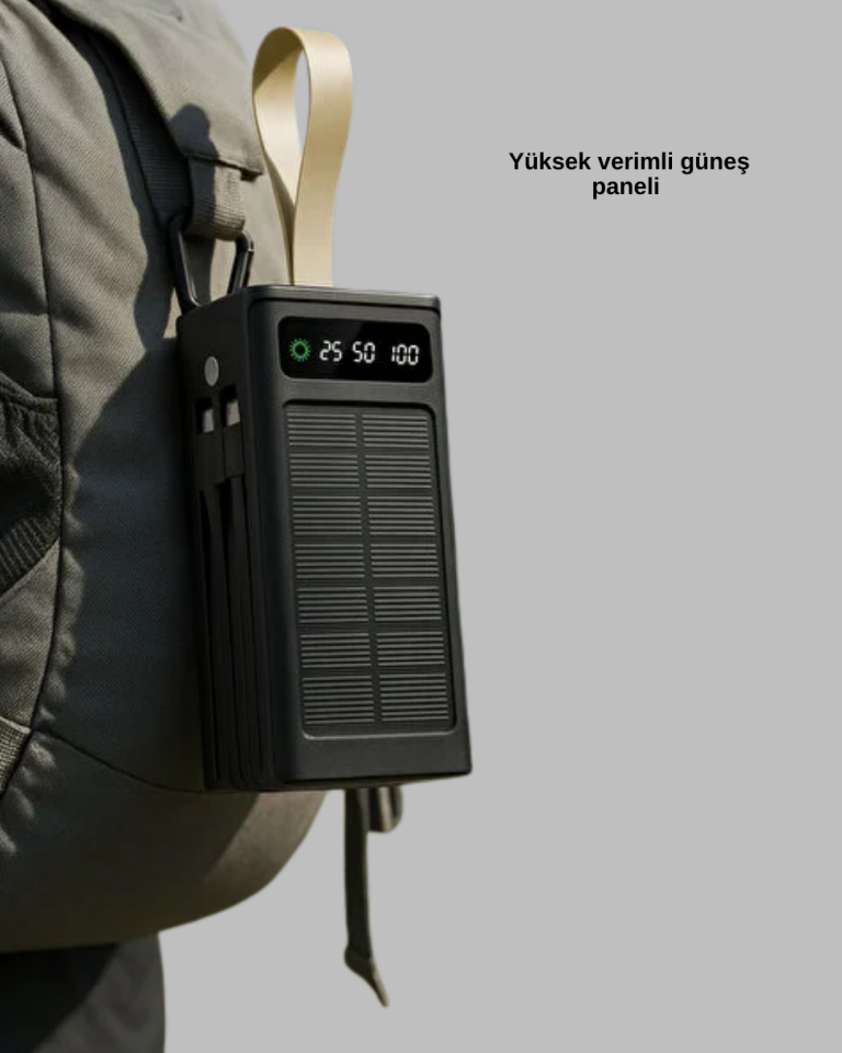 Kamp ve Outdoor Kullanıma Uygun Güneş Panelli Powerbank - Lisinya
