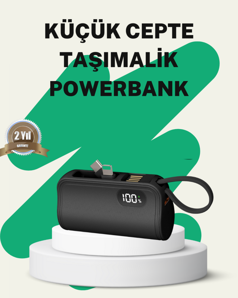 YamanHobi 2000 mAh Mini Powerbank PD20W Dahili Konektörlü Siyah