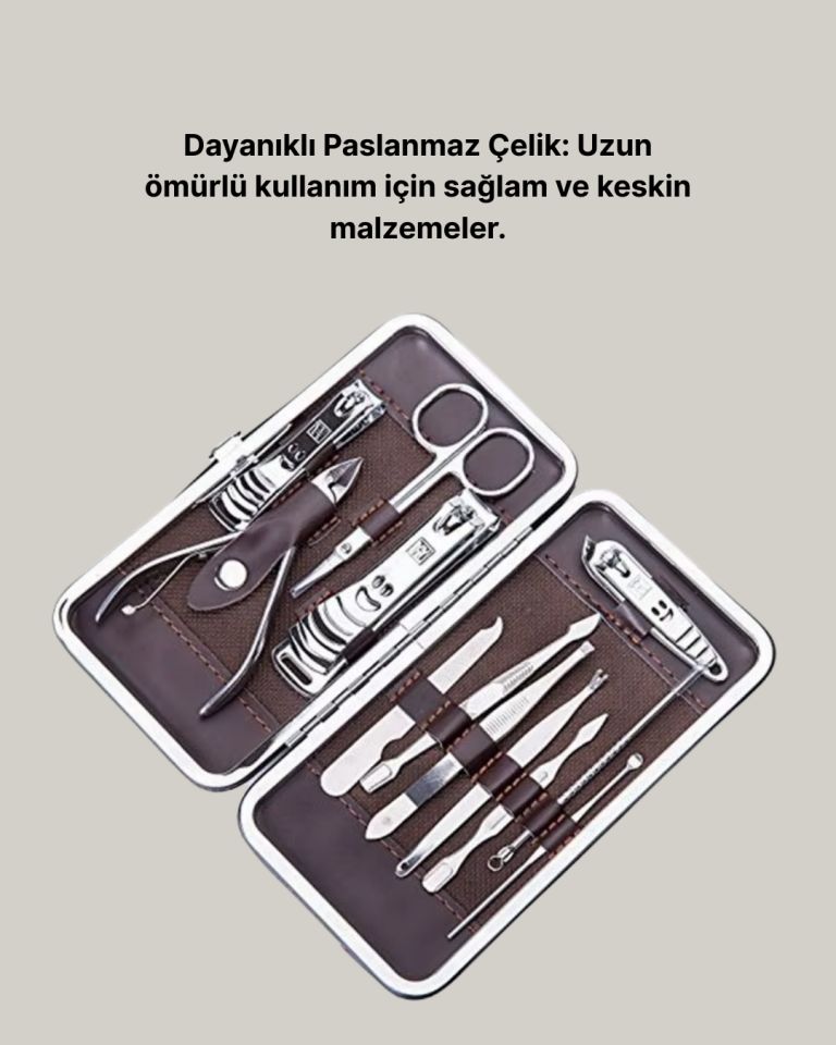 Profesyonel Tırnak Bakım Seti Çelik Aletli Şık Deri Çantalı - Lisinya