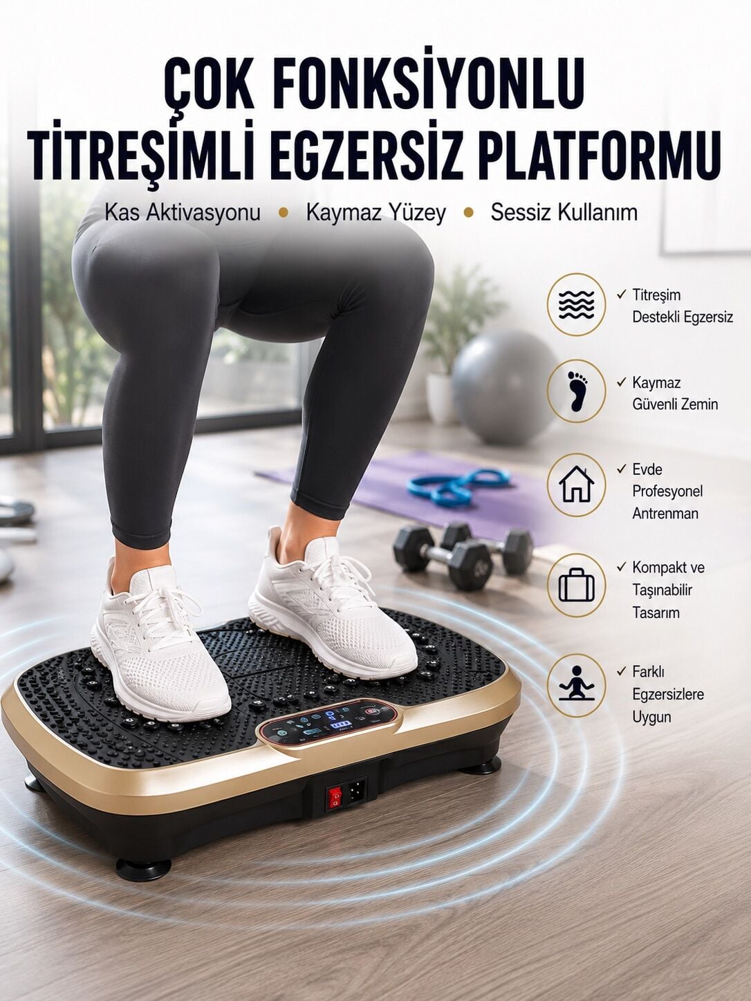 Evde Spor İçin Titreşimli Plate Fitness Platformu Yeni Nesil