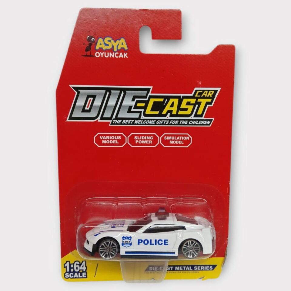 Metal Mini Polis Arabası  8 cm - Polis - 1 (Lisinya)