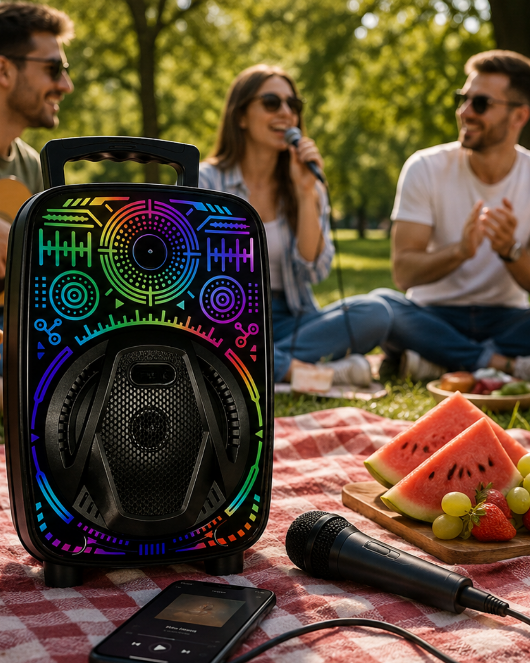 Karaoke Hoparlör RGB LED Işıklı USB FM Radyo Destekli Taşınabilir Speaker - Lisinya