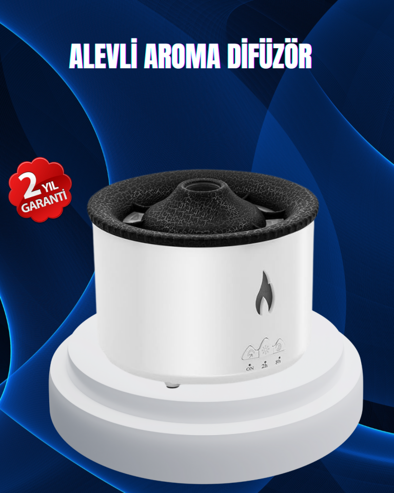 3D Alev Işıklı Aromaterapi Makinesi – 360 ml Su Kapasiteli Sessiz Difüzör Yamanhobi