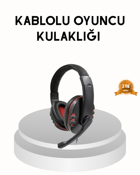 Profesyonel Gaming Kulaklık – Mikrofonlu, Yumuşak Pedli, Stereo Ses Kalitesi, Tere Dayanıklı