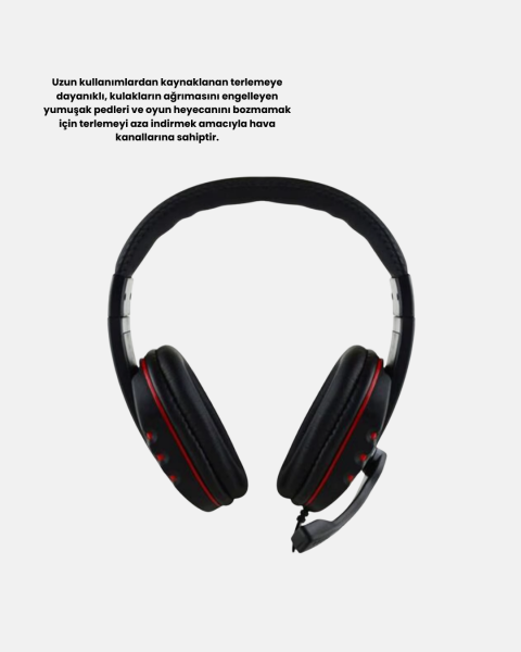 Profesyonel Gaming Kulaklık – Mikrofonlu, Yumuşak Pedli, Stereo Ses Kalitesi, Tere Dayanıklı