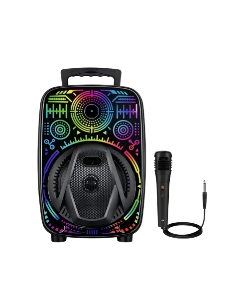 Mikrofonlu Bluetooth Hoparlör 8 İnç RGB Işıklı Taşınabilir Ses Sistemi - Lisinya