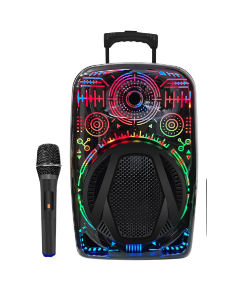 8 İnç Taşınabilir Karaoke Hoparlör Mikrofonlu RGB Işıklı Bluetooth Speaker - Lisinya