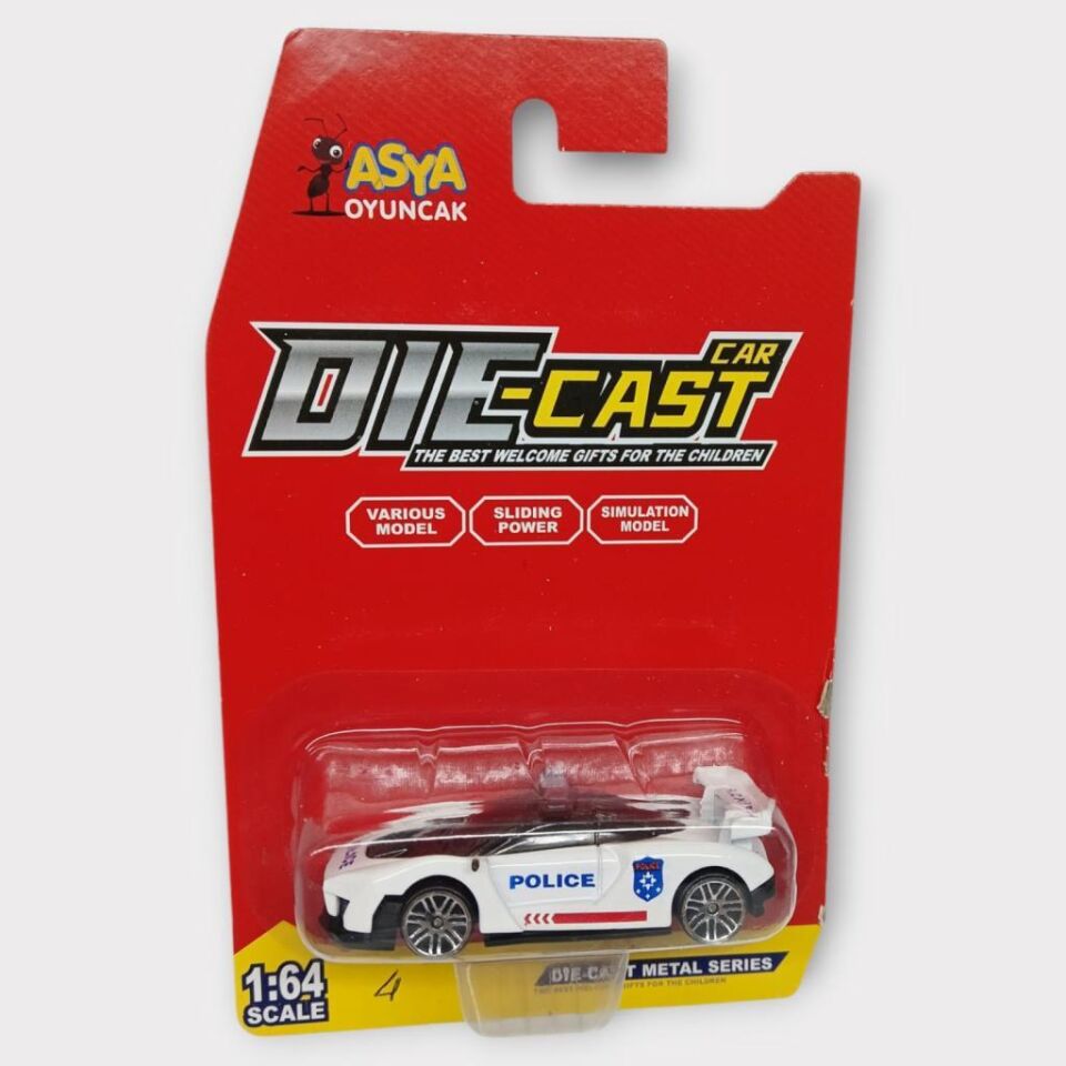Metal Mini Polis Arabası  8 cm - Polis - 4 (Lisinya)