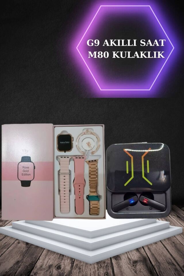 Wireless Şarjlı Akıllı Saat ve Dijital Göstergeli Kablosuz Bluetooth Kulaklık Nabız Ölçer - Lisinya