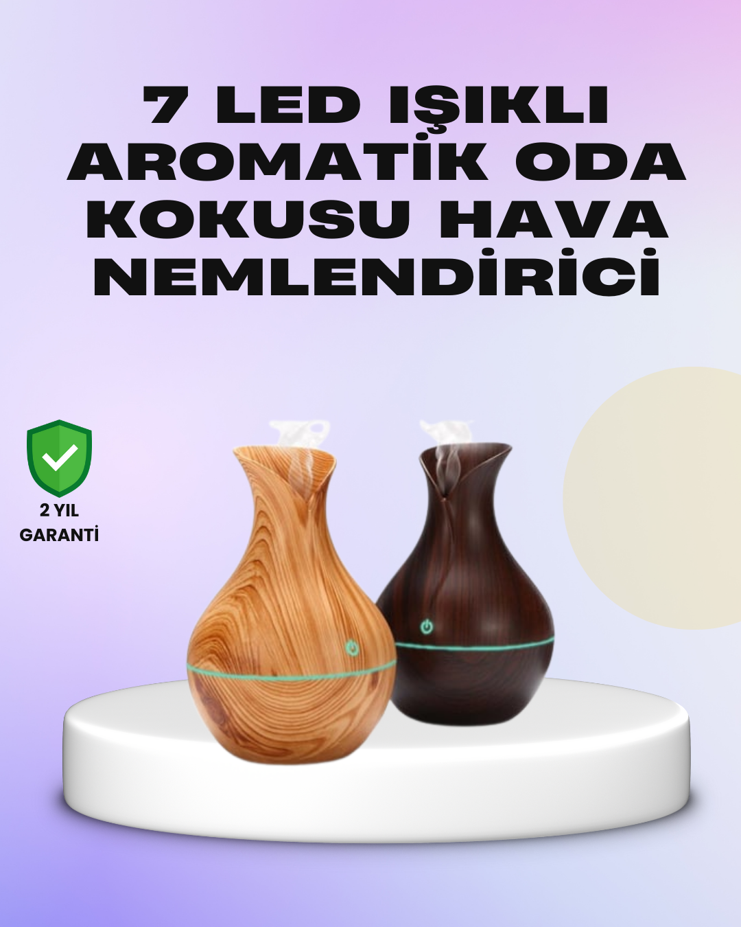 Ultrasonik Ahşap Desenli 130ml Aromaterapi Difüzör ve Hava Nemlendirici - Lisinya