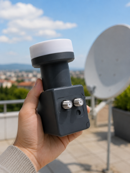 Ku Band Twin LNB Çift Çıkış 4K Ultra HD Destekli 0.1 dB Uydu Anten LNB - Lisinya