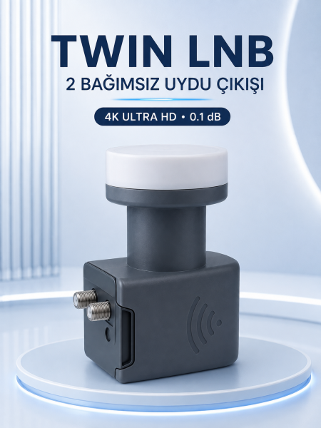 Ku Band Twin LNB Çift Çıkış 4K Ultra HD Destekli 0.1 dB Uydu Anten LNB - Lisinya