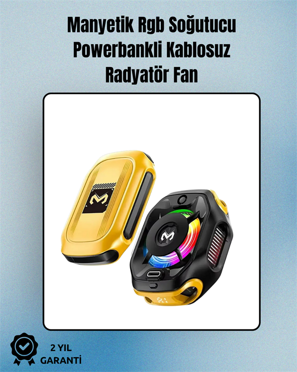 RGB Işıklı Girdap Fanlı Mobil Soğutucu | Manyetik Montaj | Type-C Girişli - Lisinya