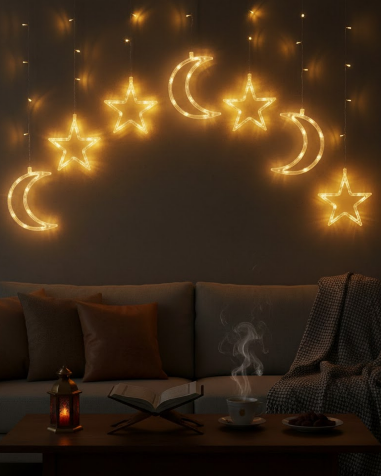 Büyük Ay Yıldız Ramazan Led Işık Dekoratif Işıklı Süs - Lisinya