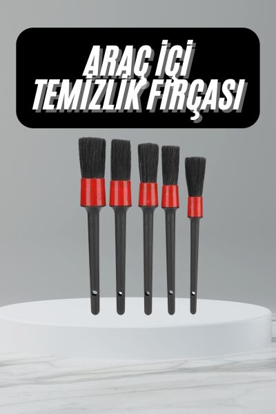 5 Adet Oto Detaylı Temizleyici Araç İçi Temizlik Fırça Seti Koltuk Döşeme Kapı Toz Alma Fırçası - Lisinya