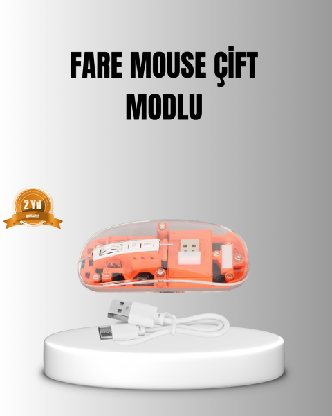 Çift Modlu Kablosuz Bluetooth 5.0 + 2.4GHz Mouse – 3 Cihaz Bağlantılı, Hızlı Geçiş Düğmeli