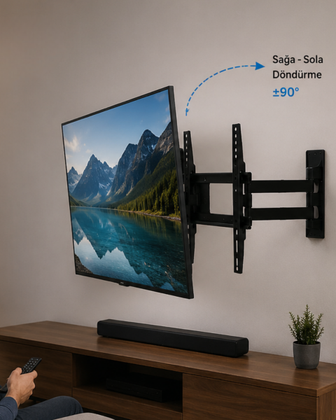 LCD LED TV Duvar Aparatı Çift Kollu Hareketli Askı Sistemi - Lisinya