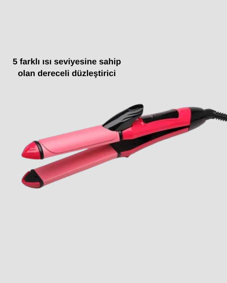 5 Kademeli Seramik Saç Düzleştirici – Düz ve Kıvırcık Mod, 26 mm Plaka, Profesyonel Saç Şekillendirme - Lisinya