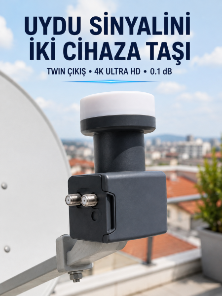 Twin LNB Çift Çıkışlı Uydu Anten LNB 4K Ultra HD Ku Band 0.1 dB - Lisinya