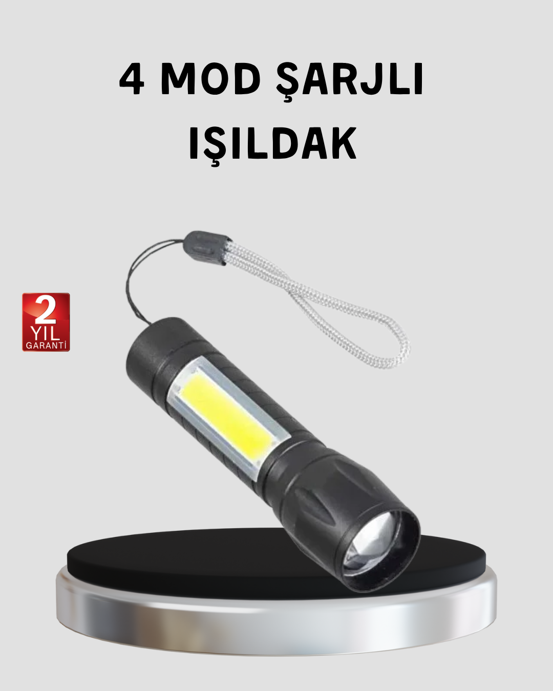 Ultra Dayanıklı 4 Mod Şarjlı Işıldak | Suya ve Darbeye Dayanıklı | 100.000 Saat LED Ömrü - Lisinya