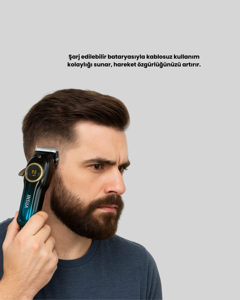 USB Type-C Şarjlı Kablosuz/Kablolu Erkek Tıraş Makinesi - Lisinya