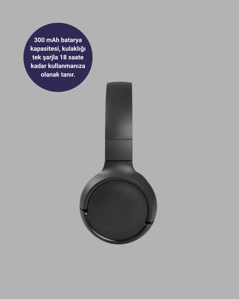 Siyah Kablosuz Bluetooth Kulaklık 300 mAh Hızlı Şarj Katlanabilir Pedli - Lisinya