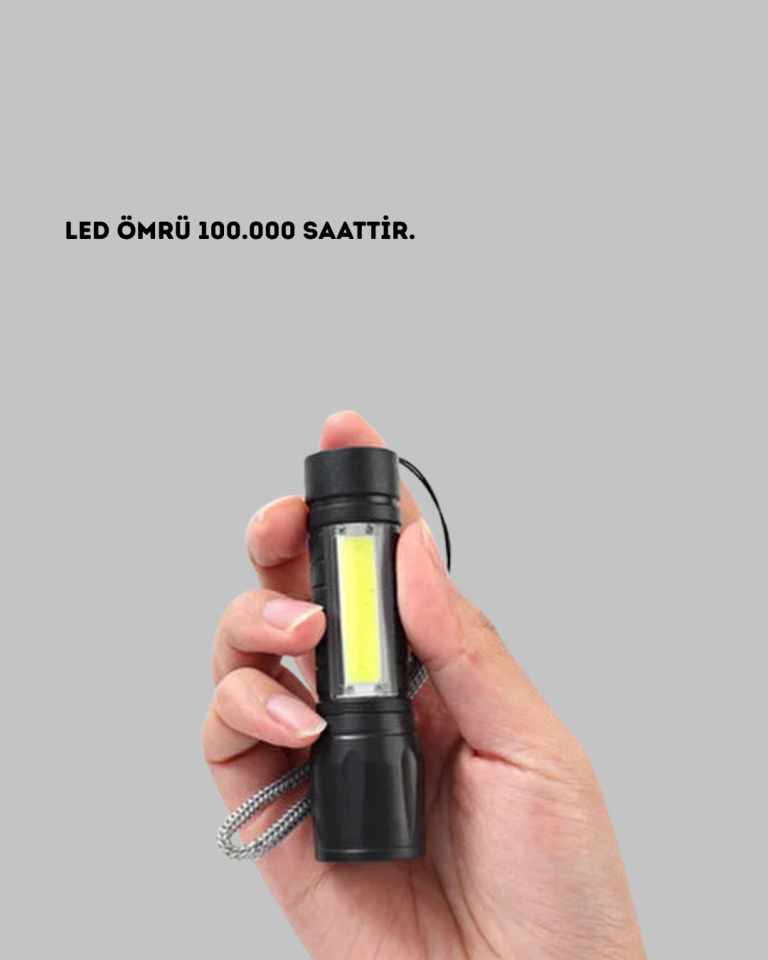 4 Mod Şarjlı Işıldak | Ultra Güçlü Cree LED | Su Geçirmez Alüminyum Gövde - Lisinya