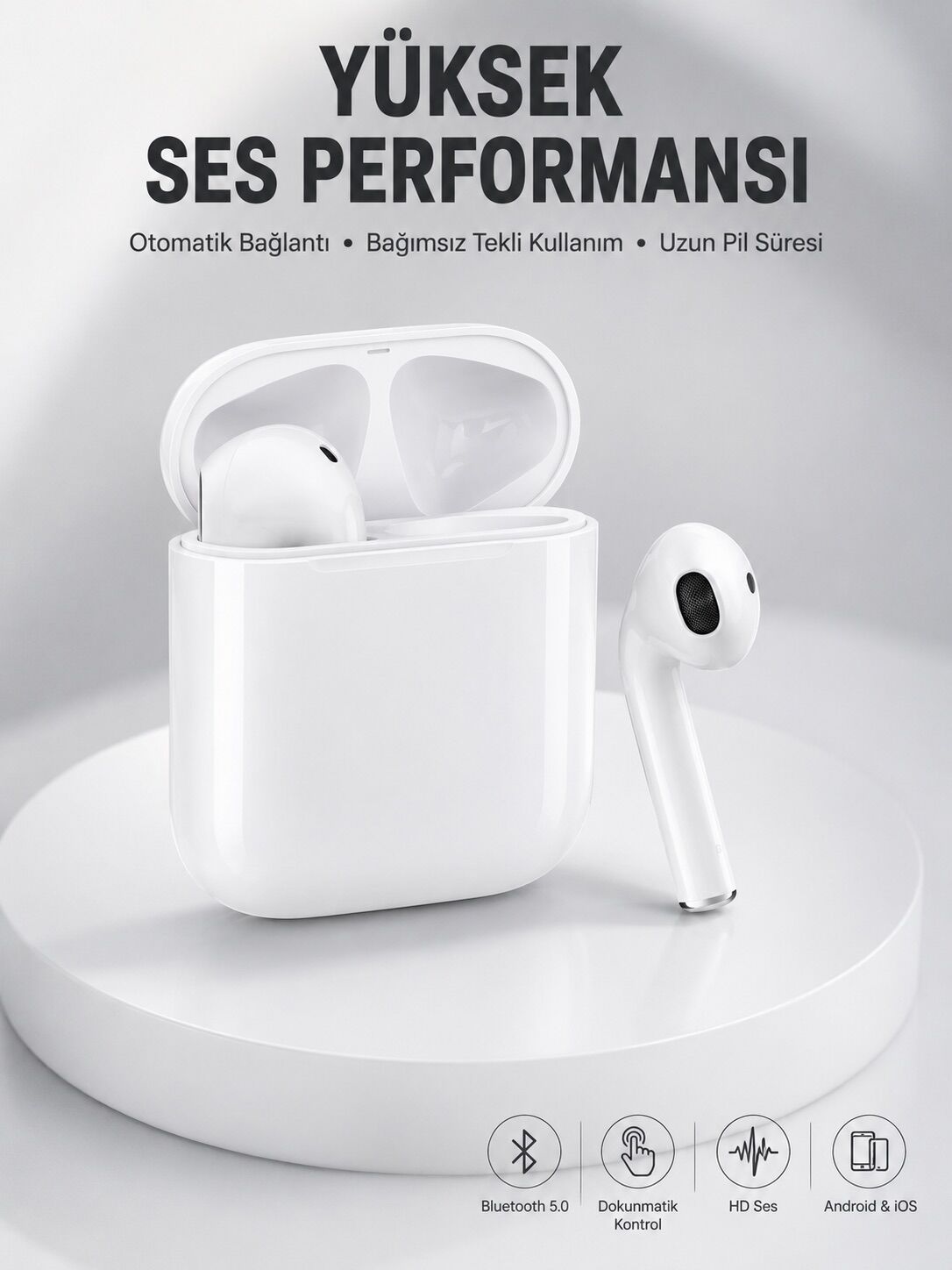 2. Nesil Bluetooth Android ve İOS Uyumlu Kablosuz Kulaklık Çağrı Cevaplama