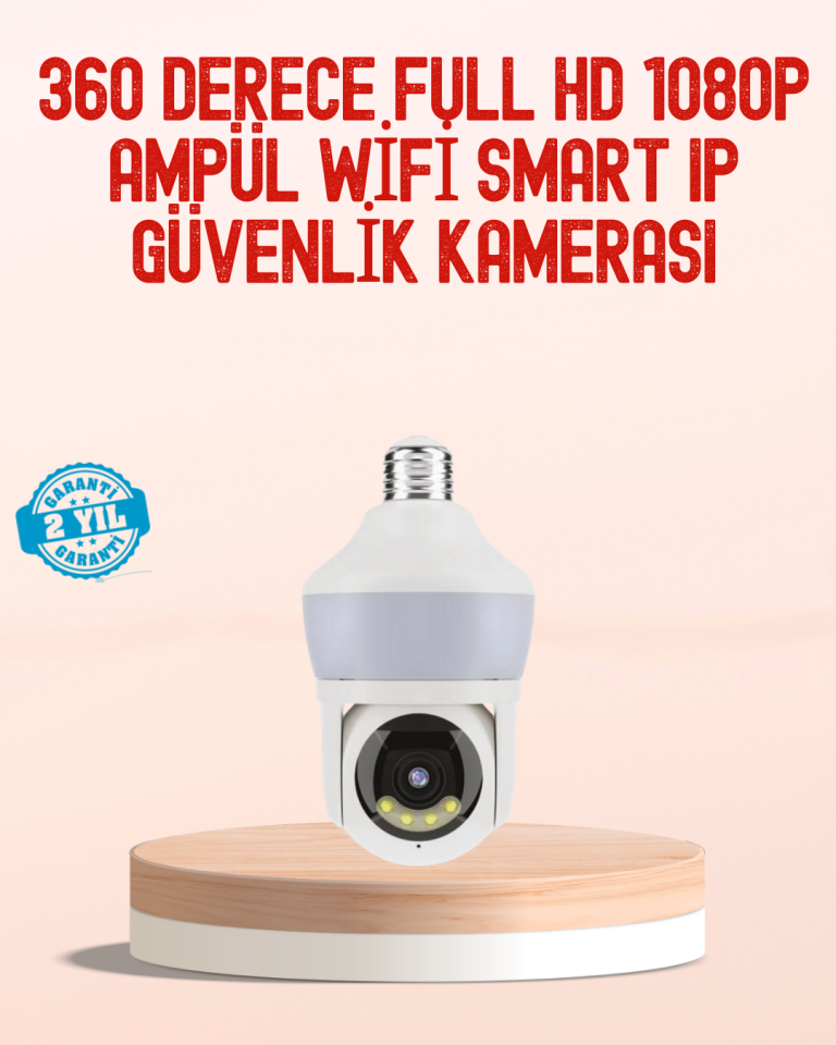 360° Full HD Wi-Fi Akıllı Ampül Kamera Gece Görüşlü - Lisinya