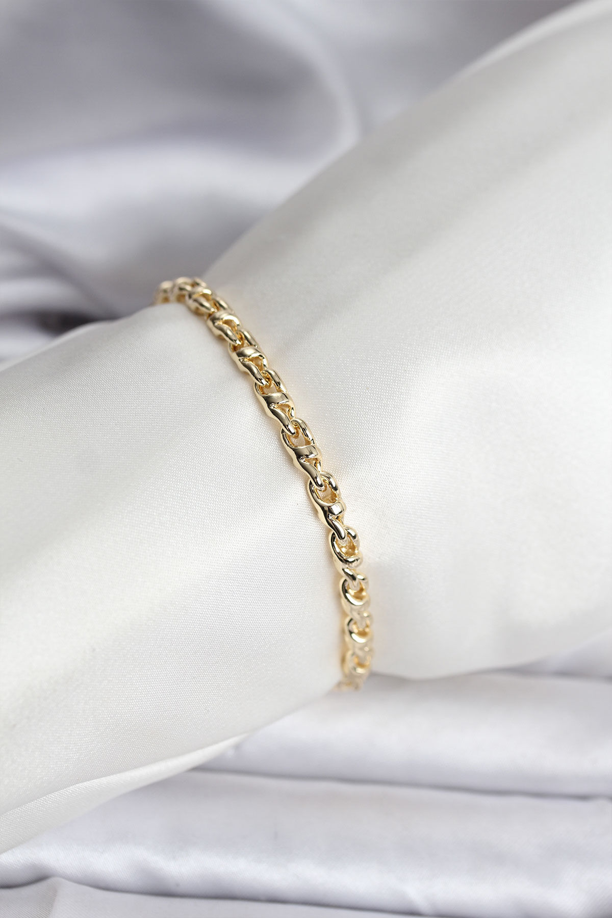 14K Gold Renk Kaplama Zincir Model Kadın CM Bileklik - Lisinya