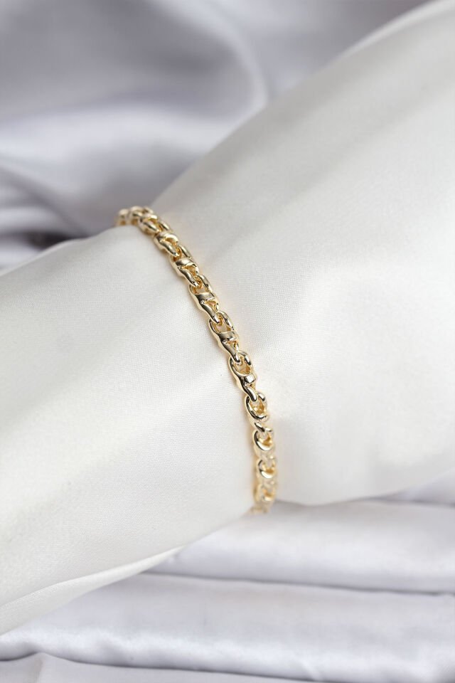 14K Gold Renk Kaplama Zincir Model Kadın CM Bileklik - Lisinya