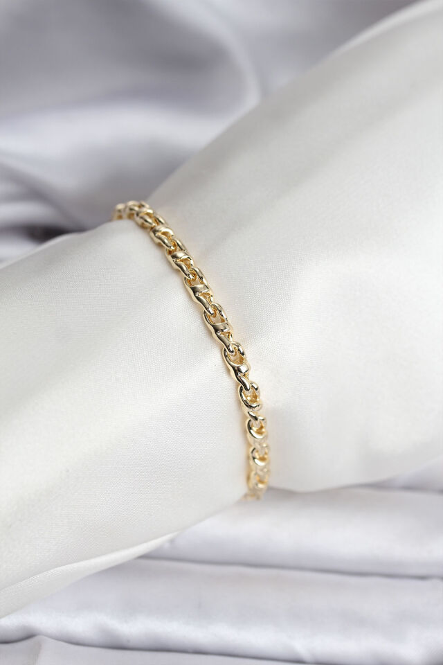 14K Gold Renk Kaplama Zincir Model Kadın CM Bileklik - Lisinya