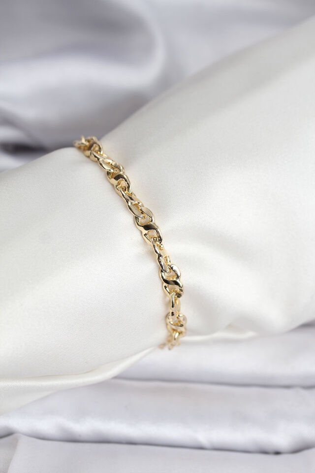 14K Gold Renk Kaplama Zincir Model CM Kadın Bileklik - Lisinya