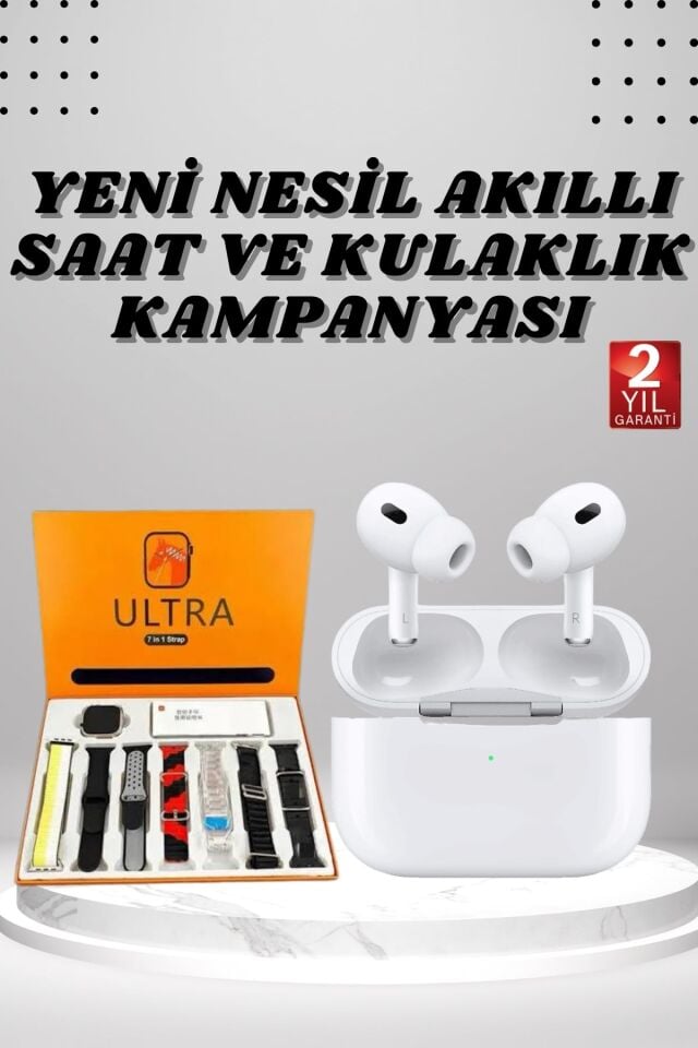 7 Kordonlu Akıllı Saat Ve Yeni Nesil Kulaklık Dokunmatik Ekran Android ve İOS Uyumlu - Lisinya