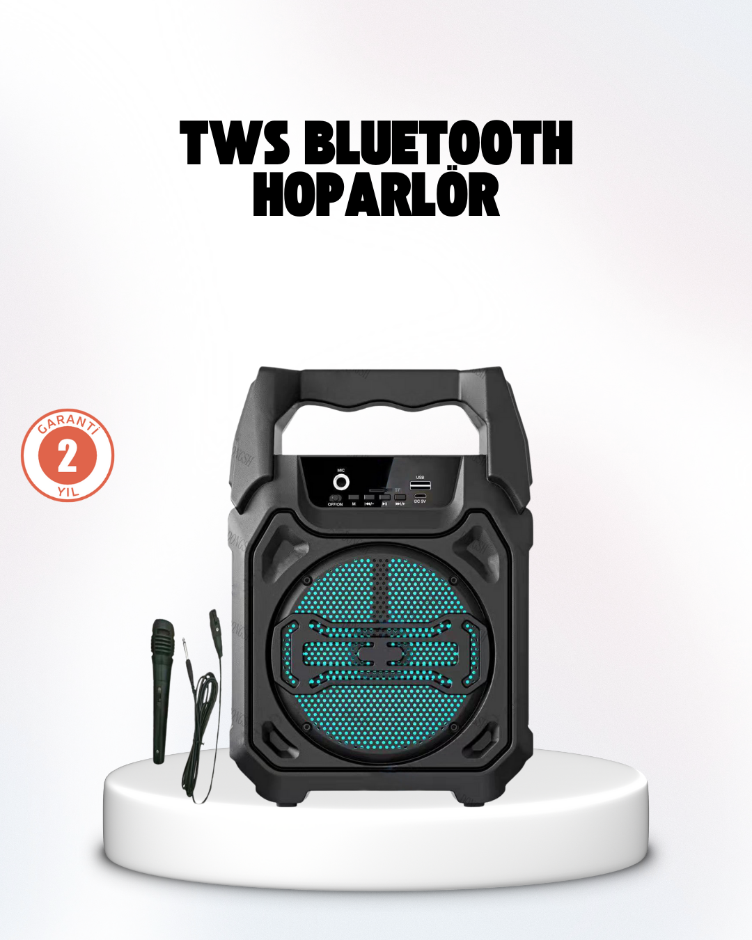 Taşınabilir 6.5” Bluetooth Hoparlör USB TF Kart Mikrofonlu Şarjlı Sistem - Lisinya