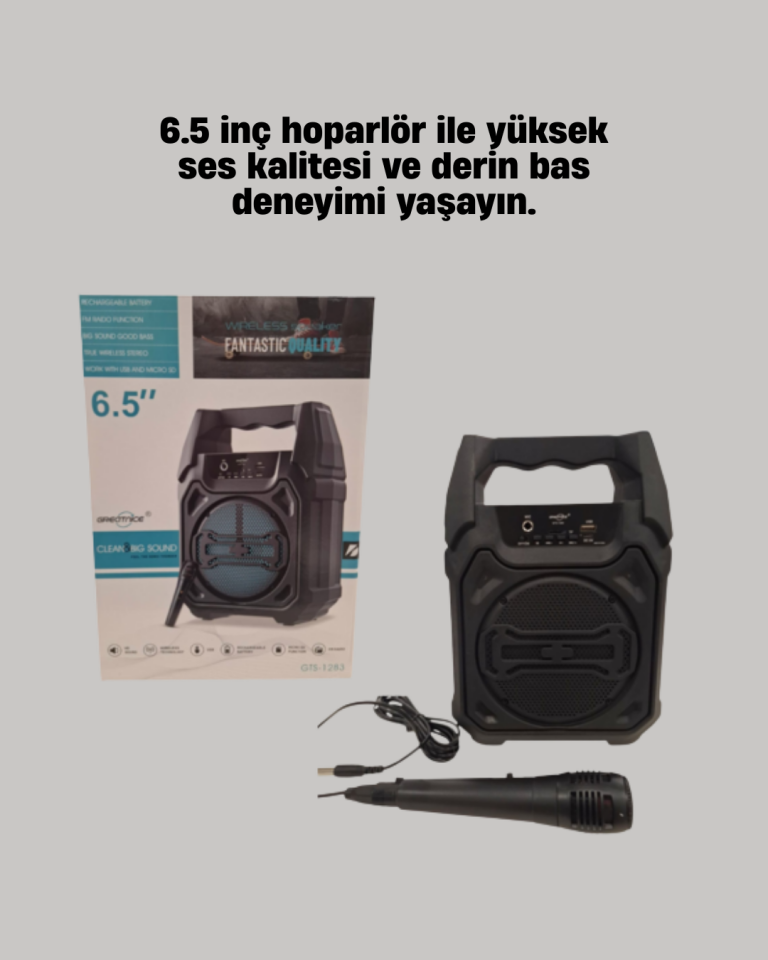 15W Güçlü Ses Çıkışlı Bluetooth Hoparlör FM Radyo ve Mikrofon Destekli - Lisinya