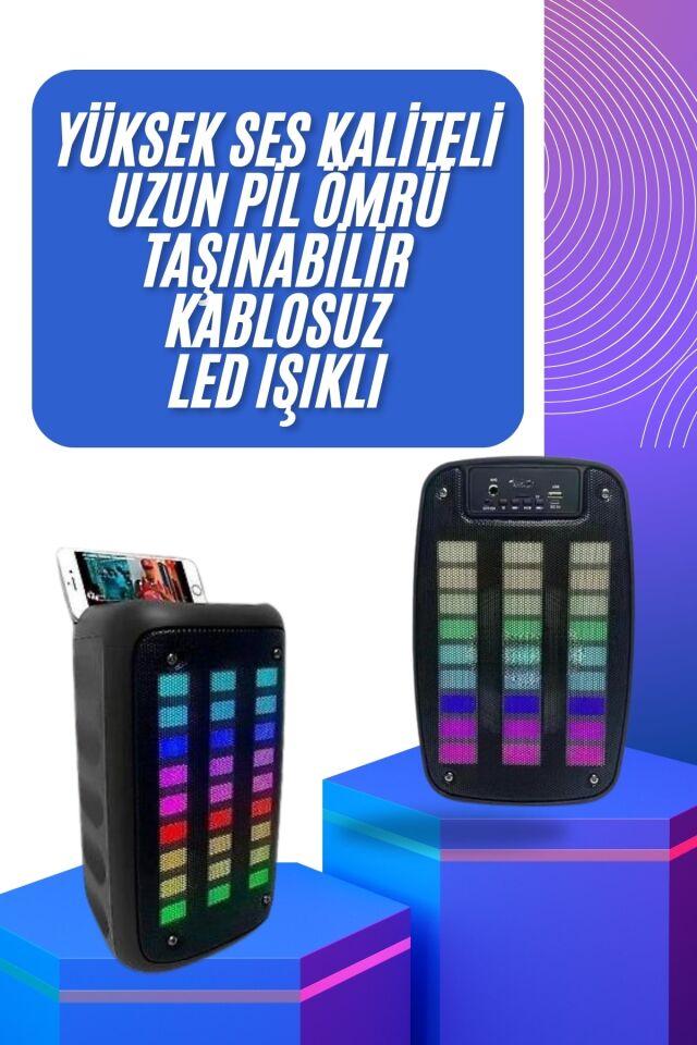 Taşınabilir 6.5 inç LED Bluetooth Kareoke Hoparlör RGB Işıklı Radyolu - Lisinya