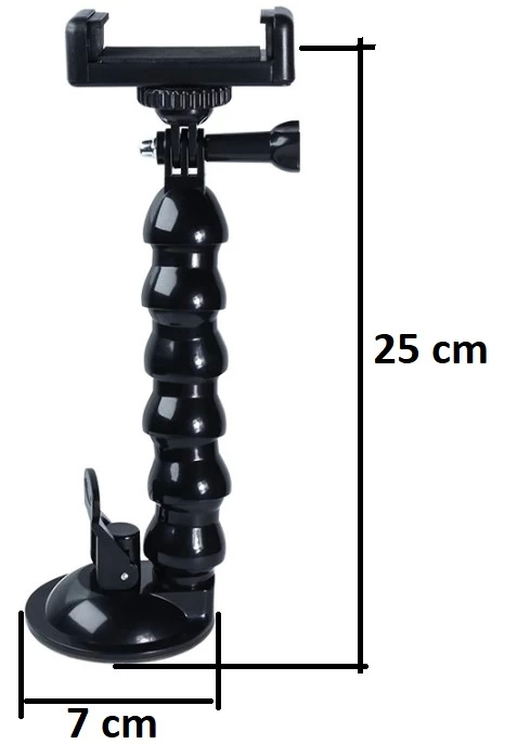 YamanHobi 25 cm Güçlü Vantuzlu Kamera ve Telefon Tutucu GoPro Uyumlu