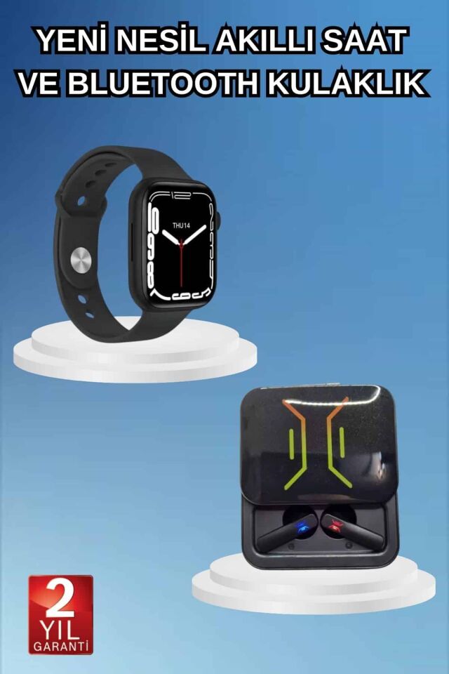 Bluetooth Bağlantılı Kablosuz Kulaklık ve Yeni Nesil Akıllı Saat 5.0 Bluetooth - Lisinya