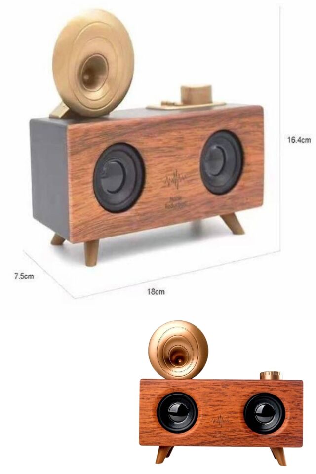 Bluetooth Nostalji Speaker Radyo Gramofon Ahşap Renk Vintage - Lisinya