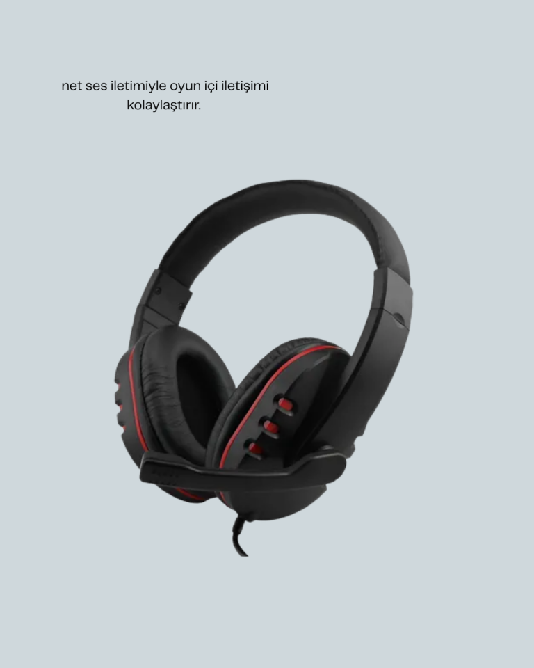 Kırmızı Gaming Kulaklık Stereo Mikrofonlu Dayanıklı Örgü Kablolu - Lisinya