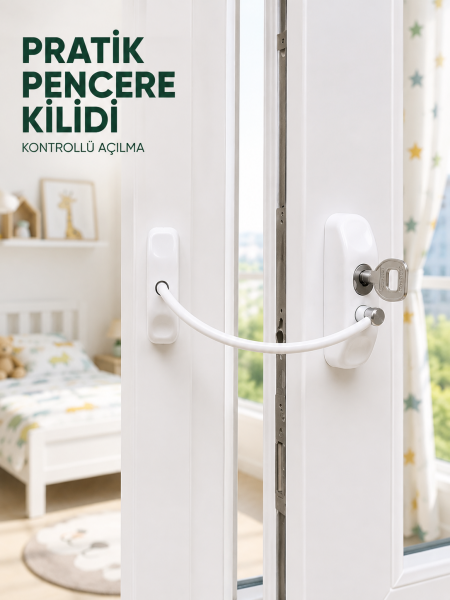 Çocuk Güvenliği İçin Pencere Emniyet Kilidi Anahtarlı Kablolu Güvenlik Aparatı - Lisinya