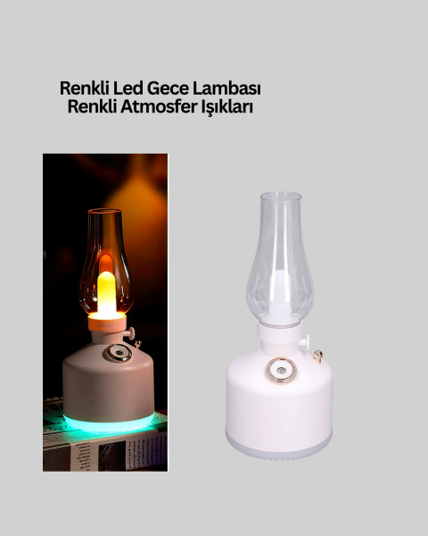 Renkli Led Işıklı Retro Gaz Lambası Aroma Terapi Mist Maker - Lisinya