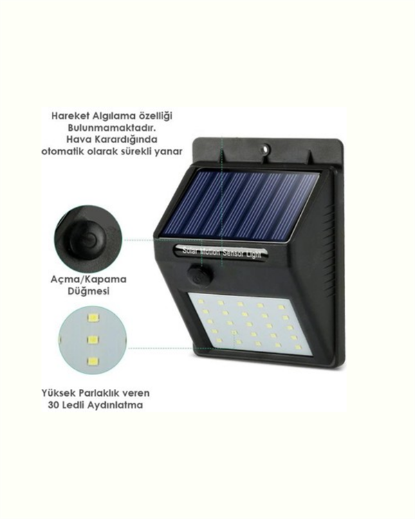 Hareket Sensörlü Solar Lamba | 120° Algılama Açısı, 3-4 Metre Mesafe, Suya Dayanıklı LED - Lisinya