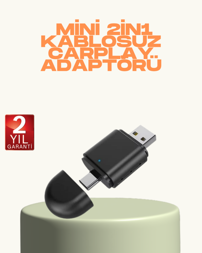 Kablosuz CarPlay ve Android Auto Adaptörü – USB-A & Type-C Girişli Akıllı Dönüştürücü - Lisinya