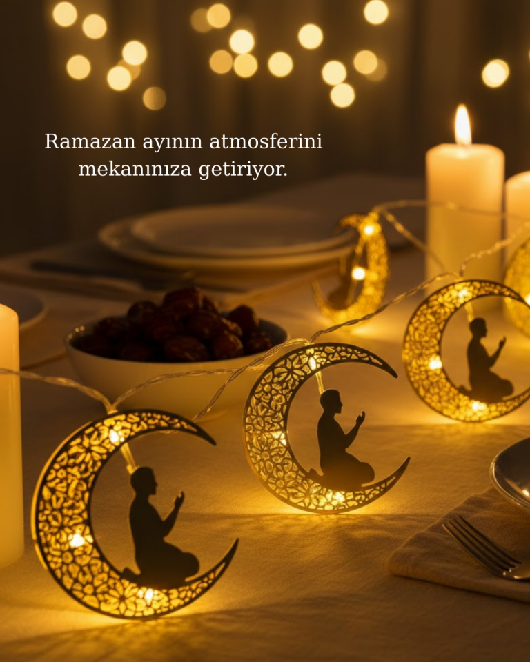Dekoratif Ramazan Ay Işığı Secde Eden Adam Figürlü - Lisinya