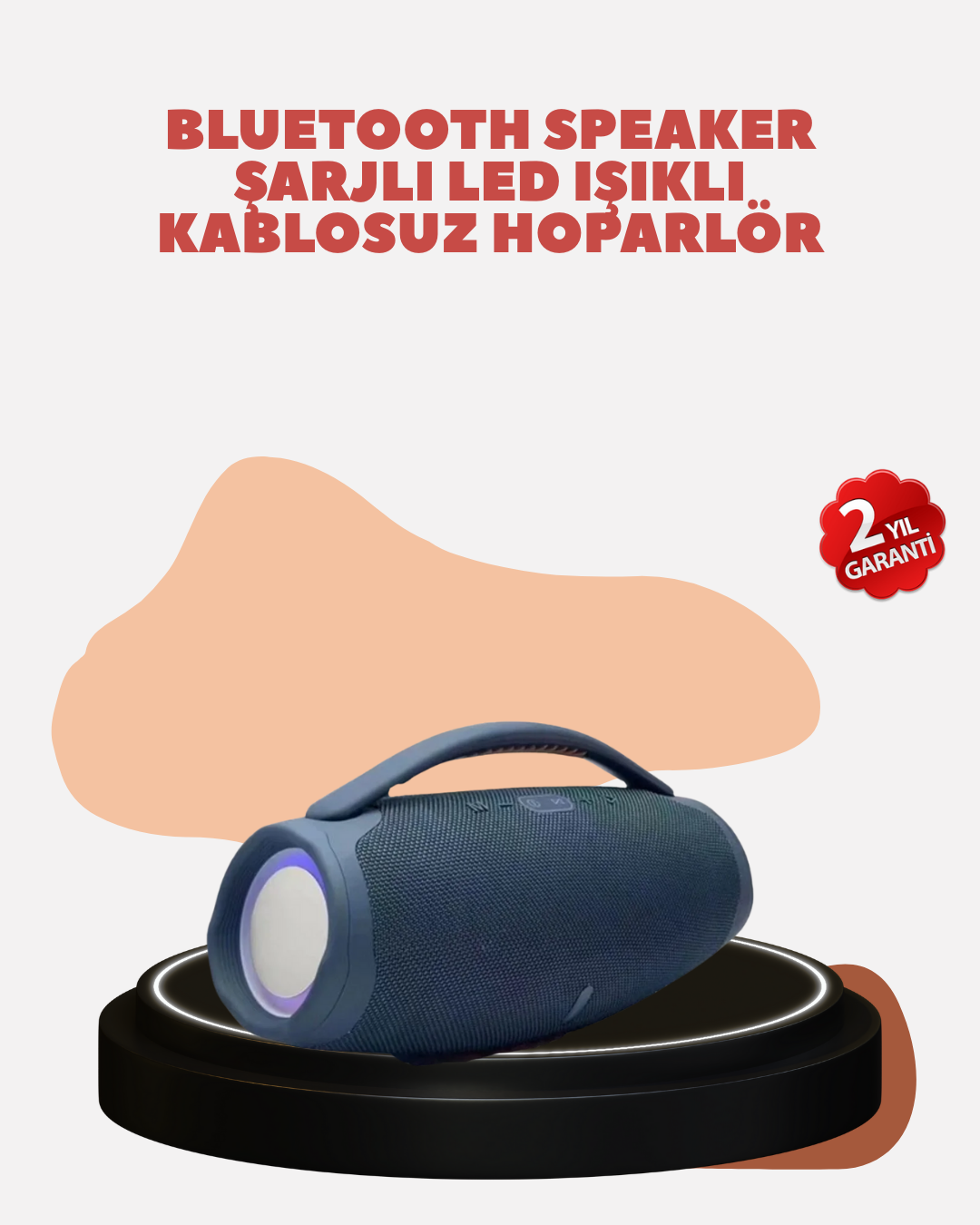 YamanHobi IPX5 LED Işıklı Bluetooth Hoparlör Mavi